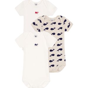 Confezione da 3 body manica corta in cotone con balene