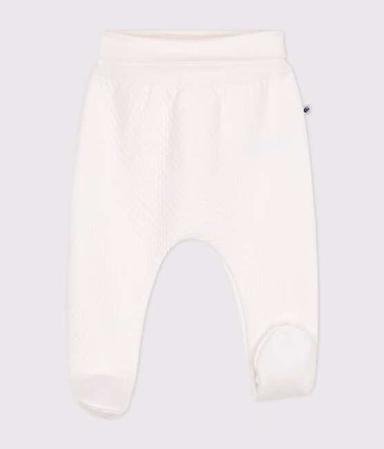 Pantaloni con piedini in tubique trapuntato neonato
