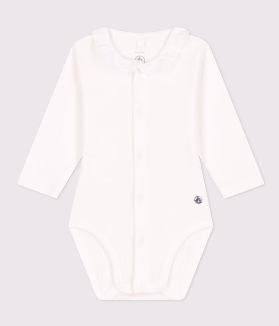 Body in cotone a manica lunga con collaretto