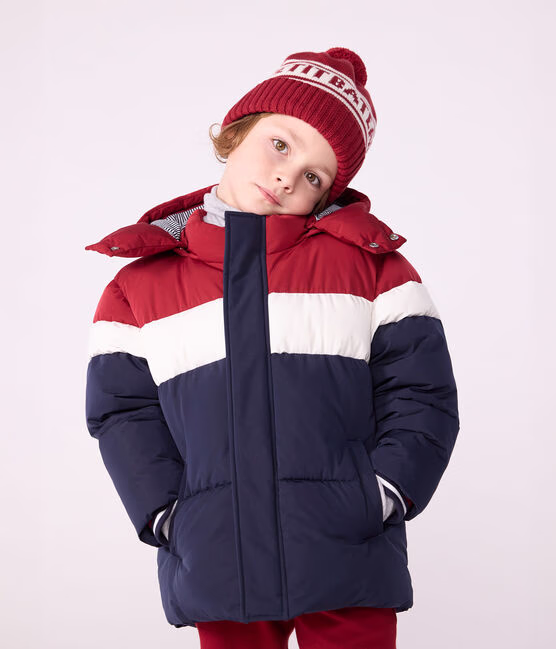 Piumino tinta unita color block bambino