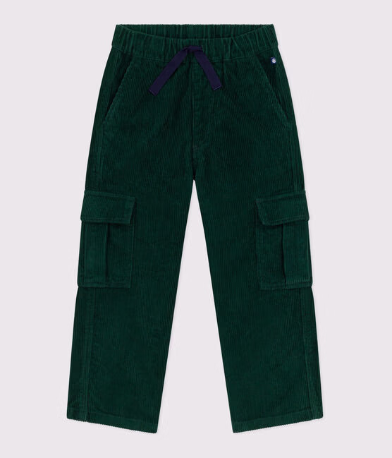 Pantaloni cargo in velluto tinta unita bambino