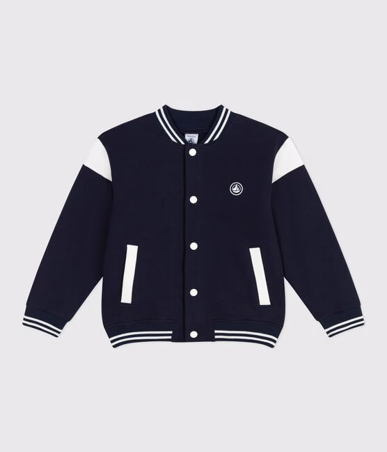 Giacca stile teddy bambino in cotone tinta unita