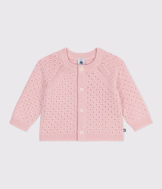 Cardigan in maglia di misto lana e cotone tinta unita neonato