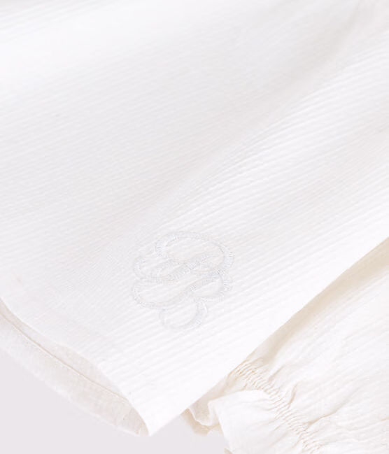 Blusa a maniche lunghe in popeline di cotone con colletto e ricami neonata - immagine 4