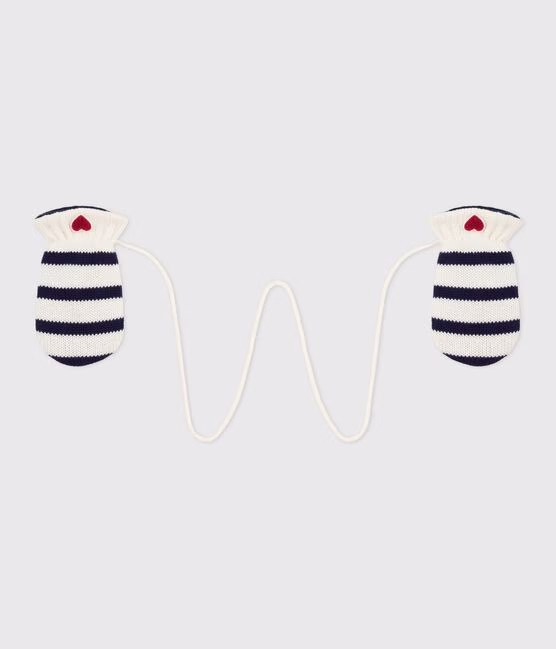 Muffole in maglia a righe foderata in pile neonato