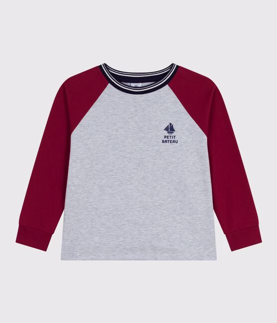 T-shirt a maniche lunghe in cotone tinta unita bambino