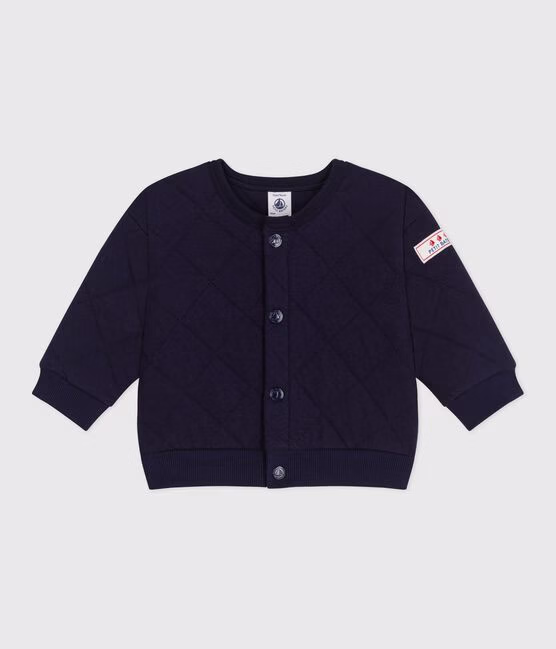 Cardigan in cotone spesso tinta unita neonato