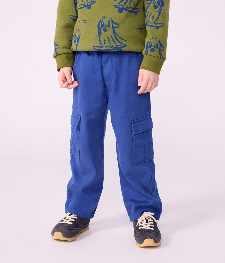 Pantaloni cargo in lyocell tinta unita bambino