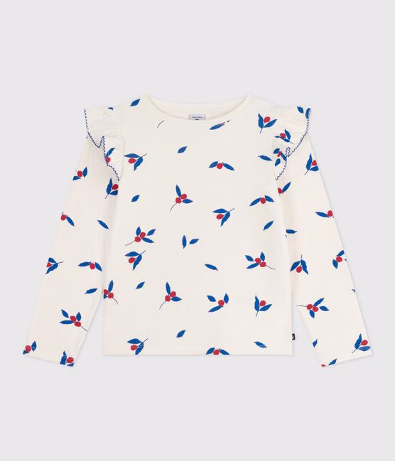 T-shirt a maniche lunghe in cotone con stampa bambina