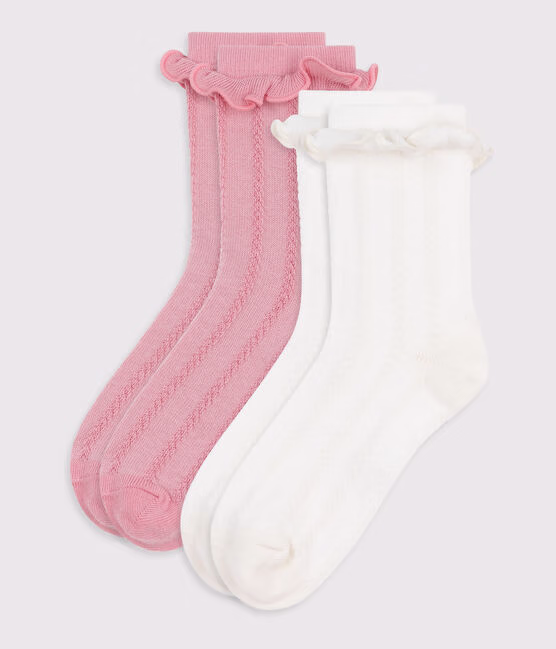 2 paia di calzini in cotone bambina