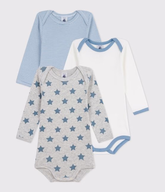 Set di body a maniche lunghe in cotone con stelle stampate neonato