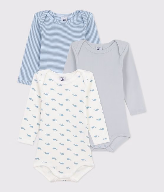 Set di body a maniche lunghe in cotone con balene stampate neonato