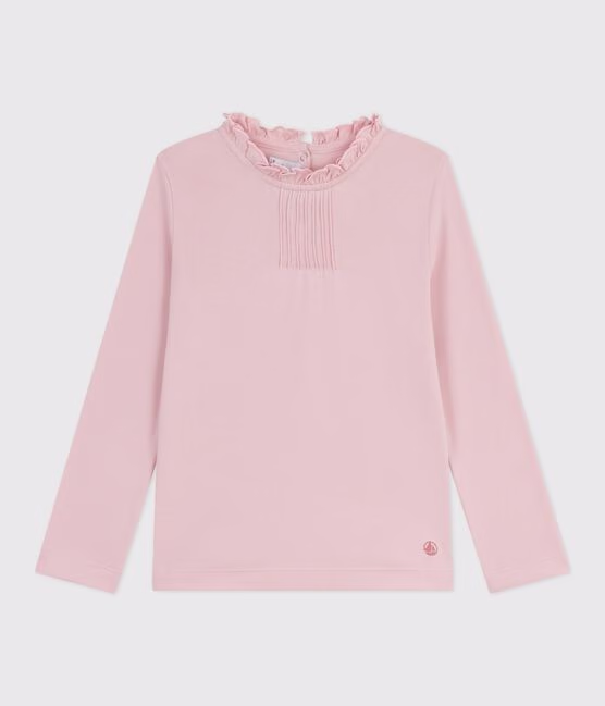 T-shirt a maniche lunghe in cotone tinta unita bambino