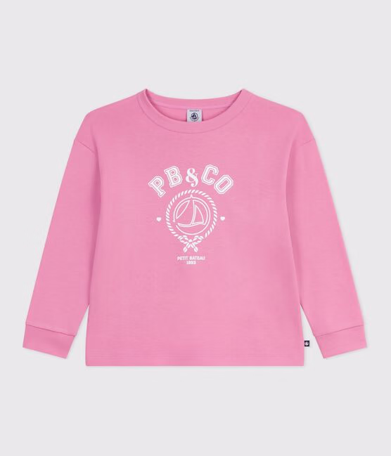 T-shirt a maniche lunghe in cotone con stampa bambina