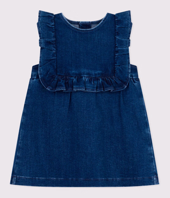 Abito smanicato in denim neonata