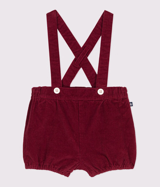 Shorts con bretelle in velluto tinta unita neonato