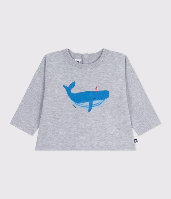 T-shirt a maniche lunghe in cotone con motivo balena neonato