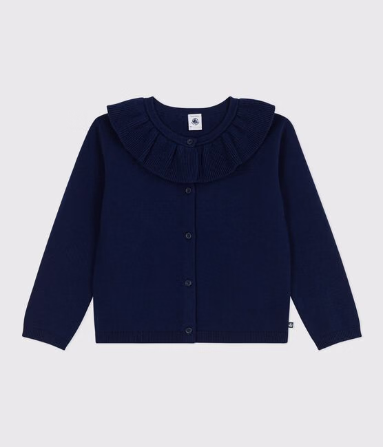 Cardigan in misto lana e cotone tinta unita bambina