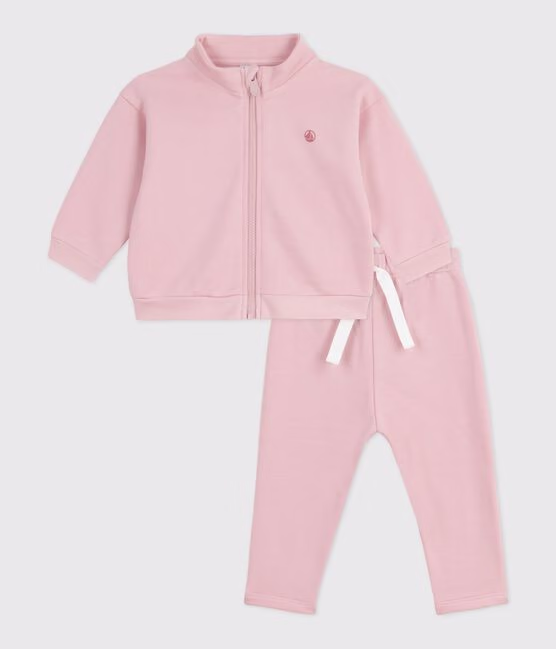 Set per neonato composto da felpa e pantaloni in cotone tinta unita