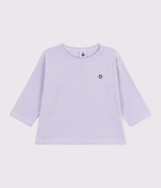 T-shirt a maniche lunghe in cotone a righe neonato