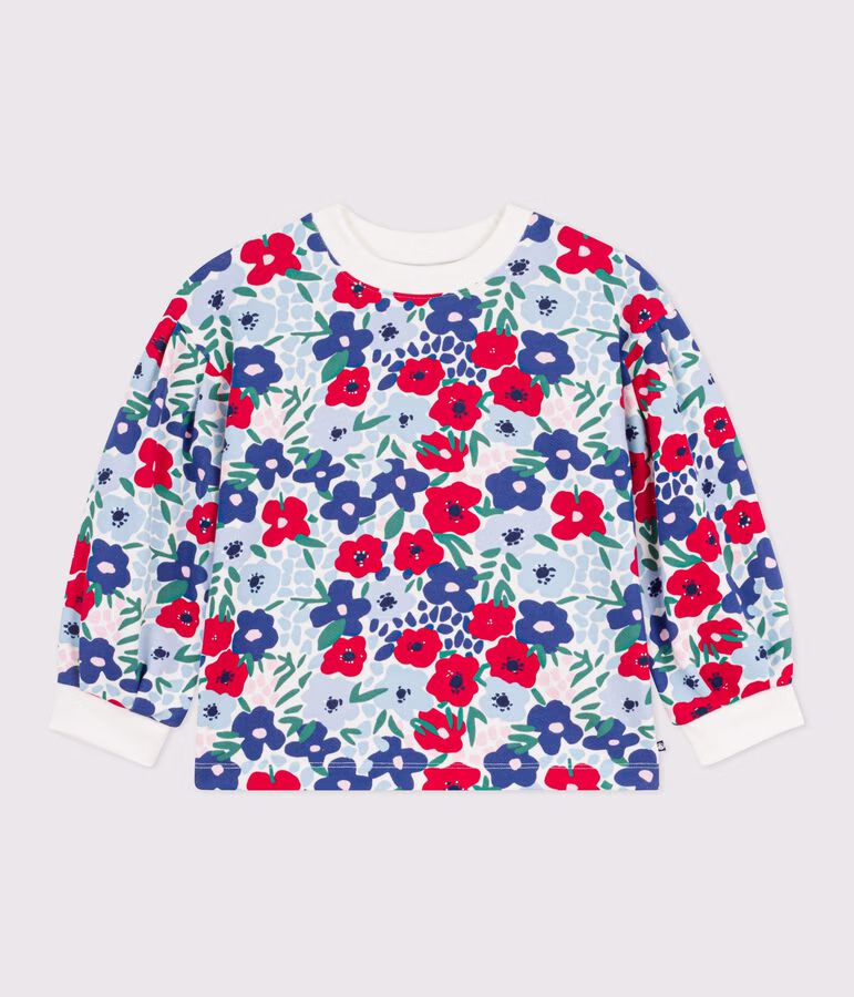 Felpa in cotone con stampa a fiori bambina