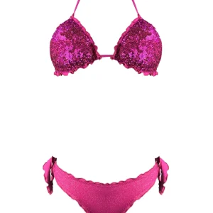 Bikini Triangolo Paillettes Slip Polvere Di Stelle Fucsia