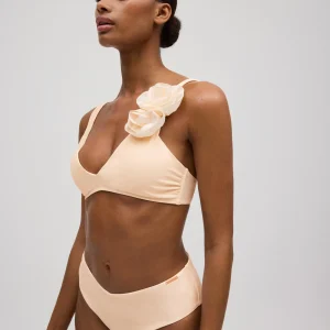 Bikini a Triangolo con Dettagli Floreali e Slip a Vita a V 