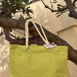 Borsa Mare Maè in Paglia e Tessuto con Manici in Corda – Ciuffetti Colorati, Varianti Jeans e Verde