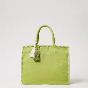 Borsa Shopper in Canvas con Ricamo Twinset