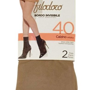 Calzino Donna Filodoro 40 Den in Lycra – Taglio Vivo con Punta Nuda | 2 Paia