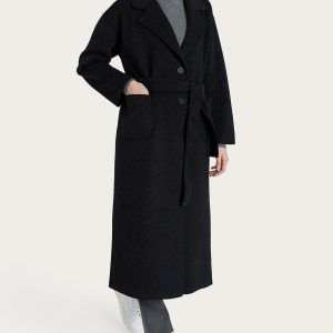 Cappotto lungo donna in Vegan Wool con cintura