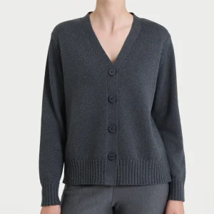 Cardigan donna con scollo a V e bottoni