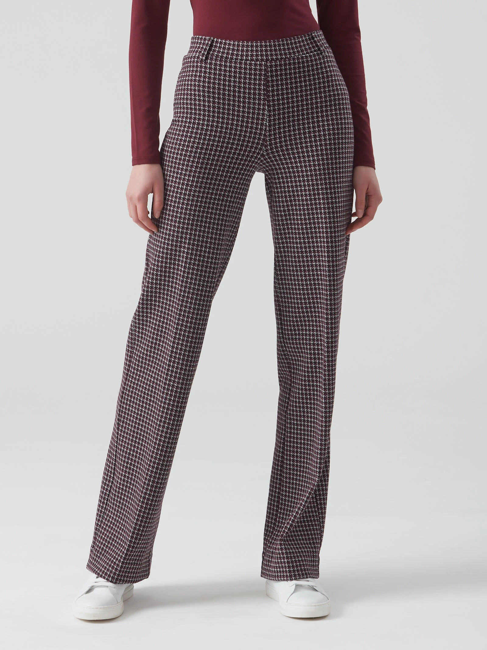 Pantalone a Palazzo in Tessuto Eco Jacquard Pied de Poule - immagine 5