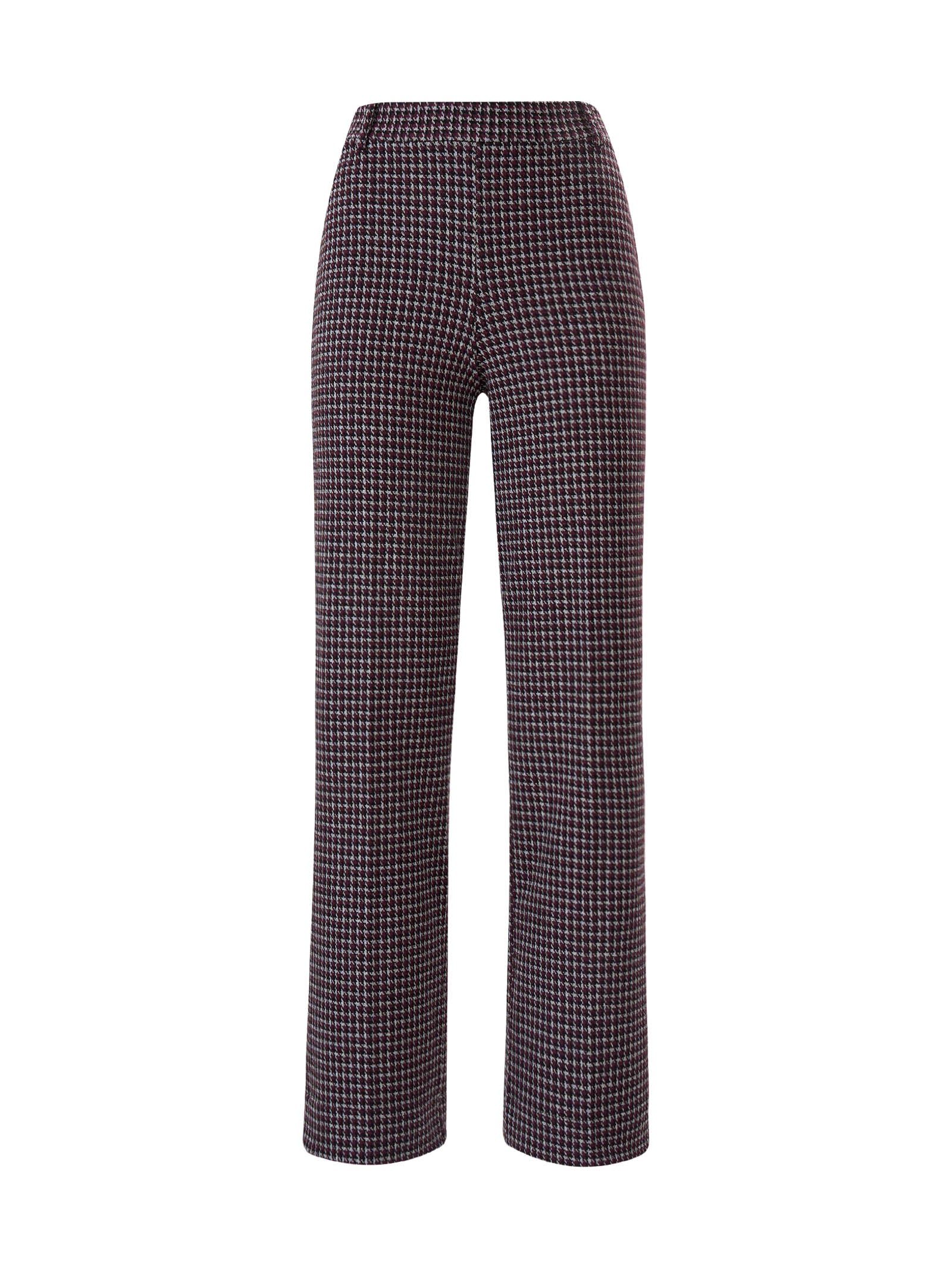 Pantalone a Palazzo in Tessuto Eco Jacquard Pied de Poule