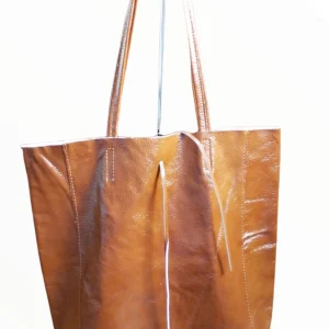 Tote Bag Grande in Vera Pelle Verniciata Made In Italy