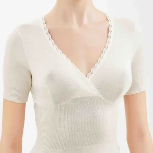 Maglia mezza manica comfort in pura lana