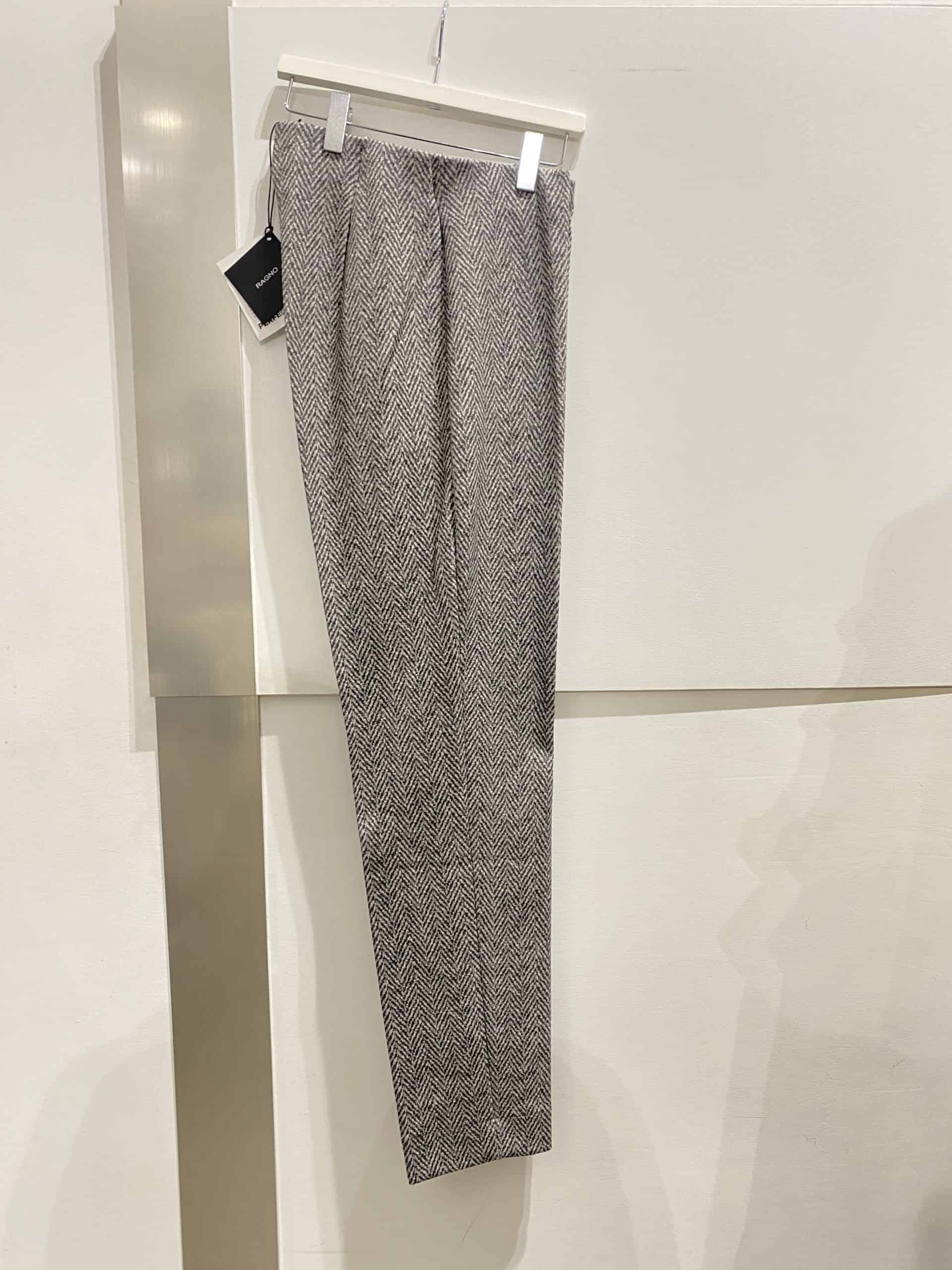 Pantalone a Sigaretta Fantasia Spigata Grigia Ragno
