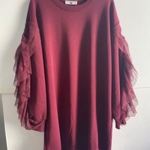 Maxi Felpa Twinset con Dettaglio Rouge sulla Manica