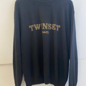 Maglia Twinset con logo centrale dorato e brillantini