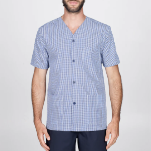 Pigiama Corto Uomo Aperto in Popeline di Cotone – Cardigan Classico con Tre Tasche
