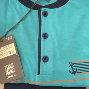 Pigiama Corto Uomo Jamas in 100% Cotone – Maglia Color Capri | Taglie M-XL