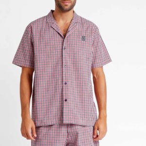Pigiama uomo corto estivo fantasia a quadretti rosso e blu Admas