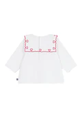 Blusa a maniche lunghe in popeline di cotone con ricamo a cuori neonata - immagine 2