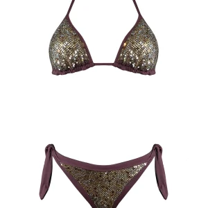 Coals Beach Bikini Triangolo Paillettes Bronze