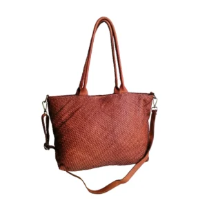 A Meta Prezzo! STOCK SS212 Tote Bag in Vera Pelle Intrecciata Sauvage Stile Vintage Made In Italy