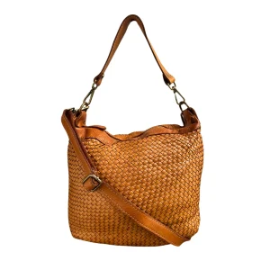 Borsa a Tracolla 30 x 28 in Pelle Sauvage Intrecciata Vintage Best Seller